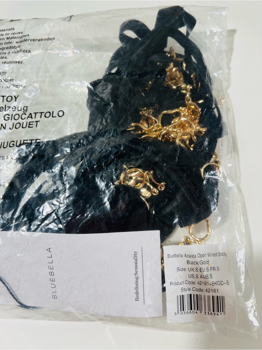 Bluebella Azalea Open Bodysuit Black/Gold - SMALL - Picture 5 of 5
